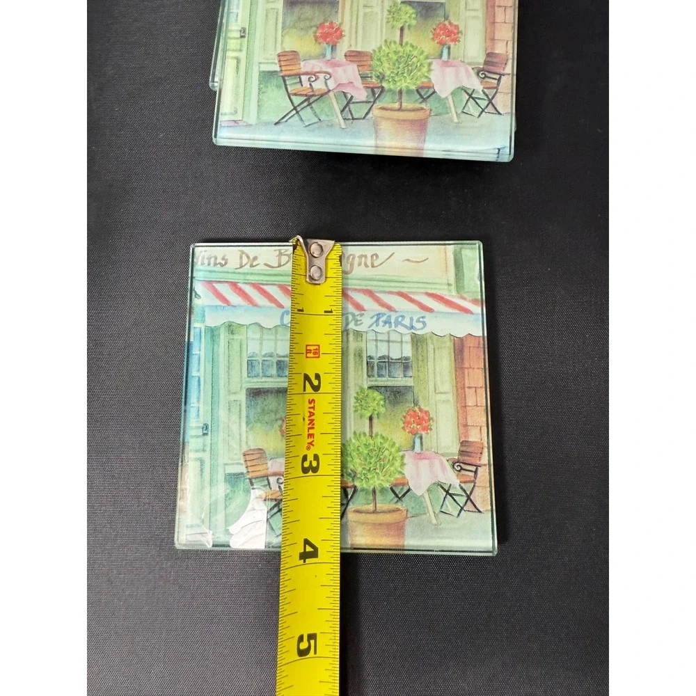Cafe De Paris‎ glass Coasters Set of 4 Home Decor French Parisian style